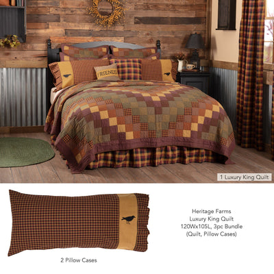 Heritage Farms Luxury King Quilt 3pc Bundle (Quilt, Pillow Cases) - Primitive Star Quilt Shop
