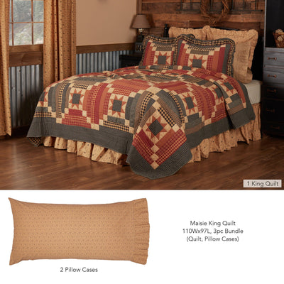 Maisie King Quilt 3pc Bundle (Quilt, Pillow Cases) - Primitive Star Quilt Shop