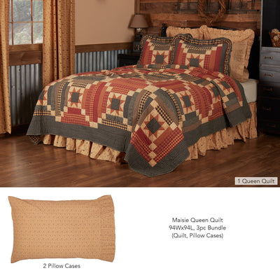 Maisie Queen Quilt 3pc Bundle (Quilt, Pillow Cases) - Primitive Star Quilt Shop