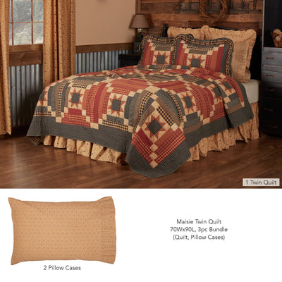 Maisie Twin Quilt 3pc Bundle (Quilt, Pillow Cases) - Primitive Star Quilt Shop