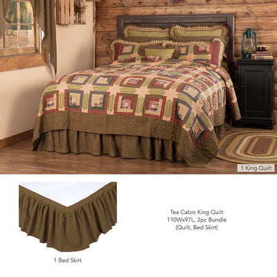 Tea Cabin King Quilt 2pc Bundle (Quilt, Bed Skirt) - Primitive Star Quilt Shop