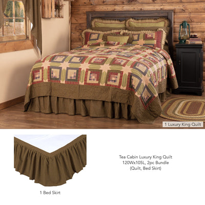 Tea Cabin Luxury King Quilt 2pc Bundle (Quilt, Bed Skirt) - Primitive Star Quilt Shop