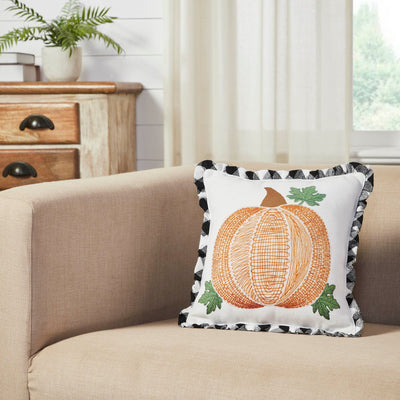 Annie Black Buffalo Check Pumpkin Pillow 12" - Primitive Star Quilt Shop