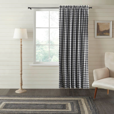 Annie Black Buffalo Check Blackout Single Panel Curtain 84" - Primitive Star Quilt Shop