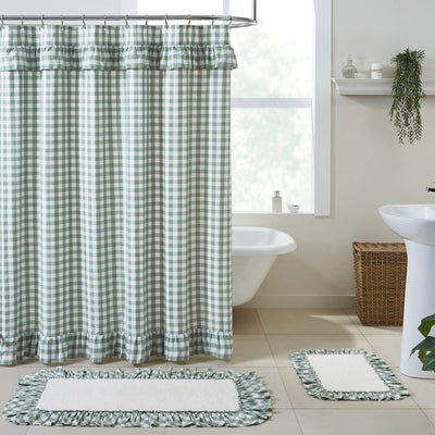 Annie Green Buffalo Check Ruffled Shower Curtain - Primitive Star Quilt Shop