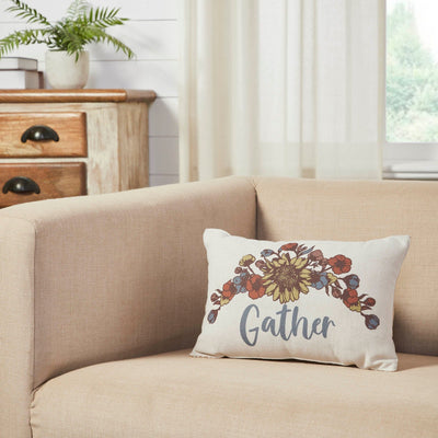 Bountifall "Gather" Floral Pillow 9.5x14" - Primitive Star Quilt Shop