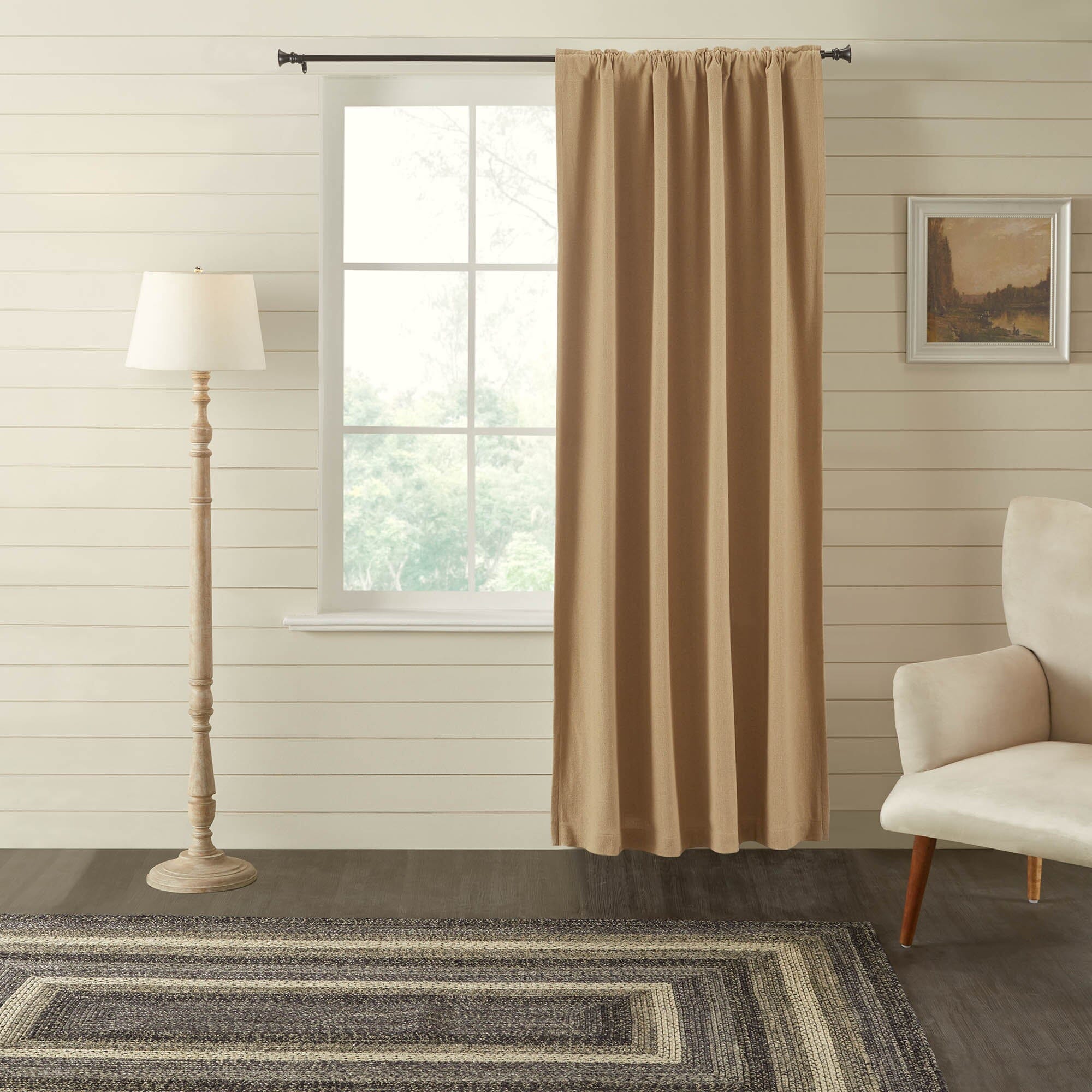 VHC Burlap Natural Blackout Single Panel Curtain 84
