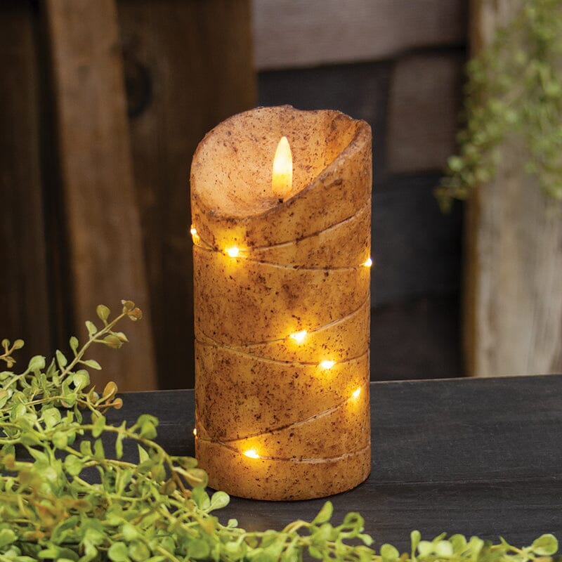 CWI Gifts 6.5" Burnt Ivory Dripped Flicker Pillar Candle With Timer - Battery Operated, Realistic Flame - View #7