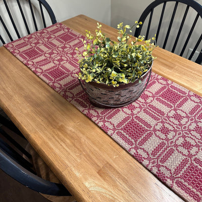 Cambridge Cranberry and Tan Woven Table Runner 56" - Primitive Star Quilt Shop