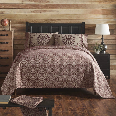 Custom House Burgundy Woven Coverlet - Primitive Star Quilt Shop