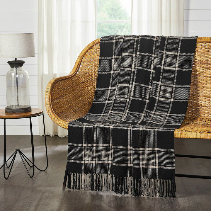 VHC Brands Eston Black Plaid Throw