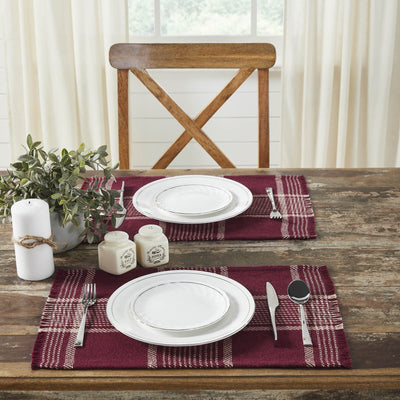 Eston Burgundy Plaid Placemat - Set of 2 - Primitive Star Quilt Shop