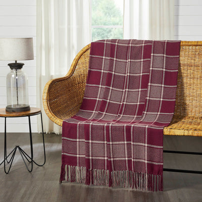 Eston Burgundy Plaid Throw - Primitive Star Quilt Shop