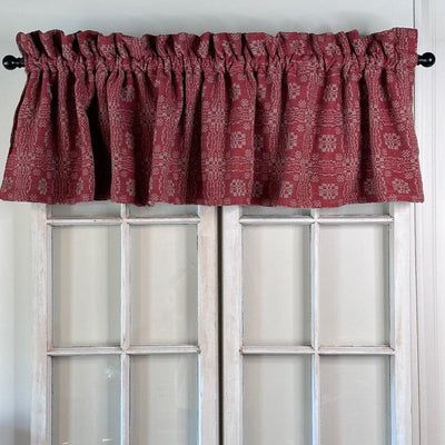 Gettysburg Cranberry and Tan Woven Lined Valance 72" - Primitive Star Quilt Shop