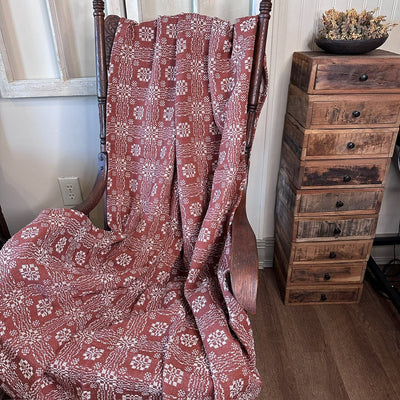 Gettysburg Pumpkin and Creme Woven Throw - Primitive Star Quilt Shop