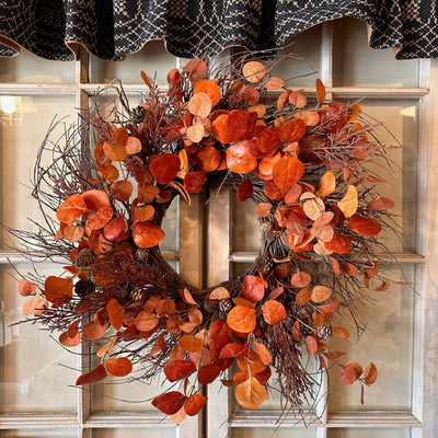 Penny Leaf Rust Wreath 26" - Primitive Star Quilt Shop