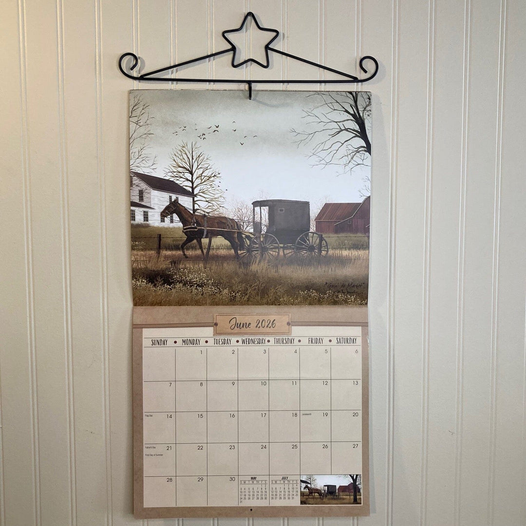 CWI Primitive Country Wall Calendar and Hanger Set - Billy Jacobs 2026