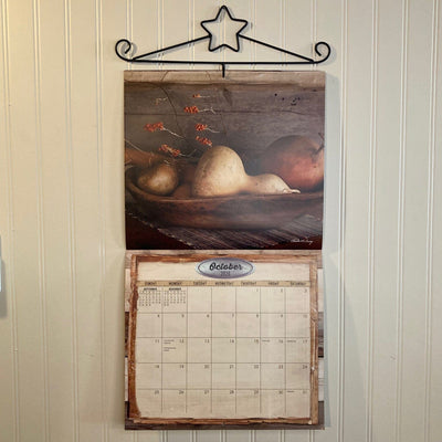 Primitive Country Wall Calendar and Hanger Set - A Primitive Past by of Purpose & Spirit 2026 - Primitive Star Quilt Shop