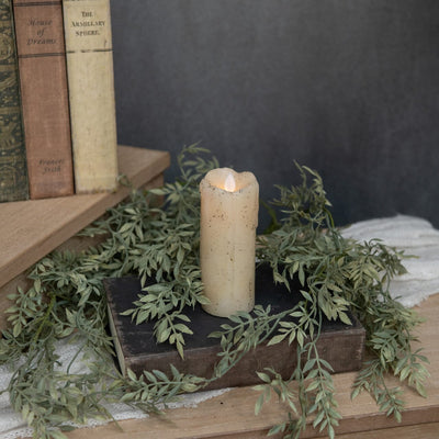 Moving Flame Battery Timer Skinny Pillar Candle – Ivory 2x5” - Primitive Star Quilt Shop