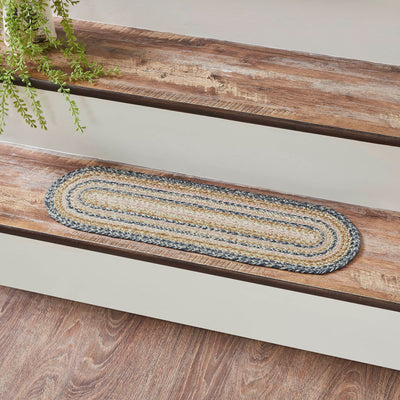 Kaila Oval Braided Stair Tread Latex Backed 8.5x27" - Primitive Star Quilt Shop