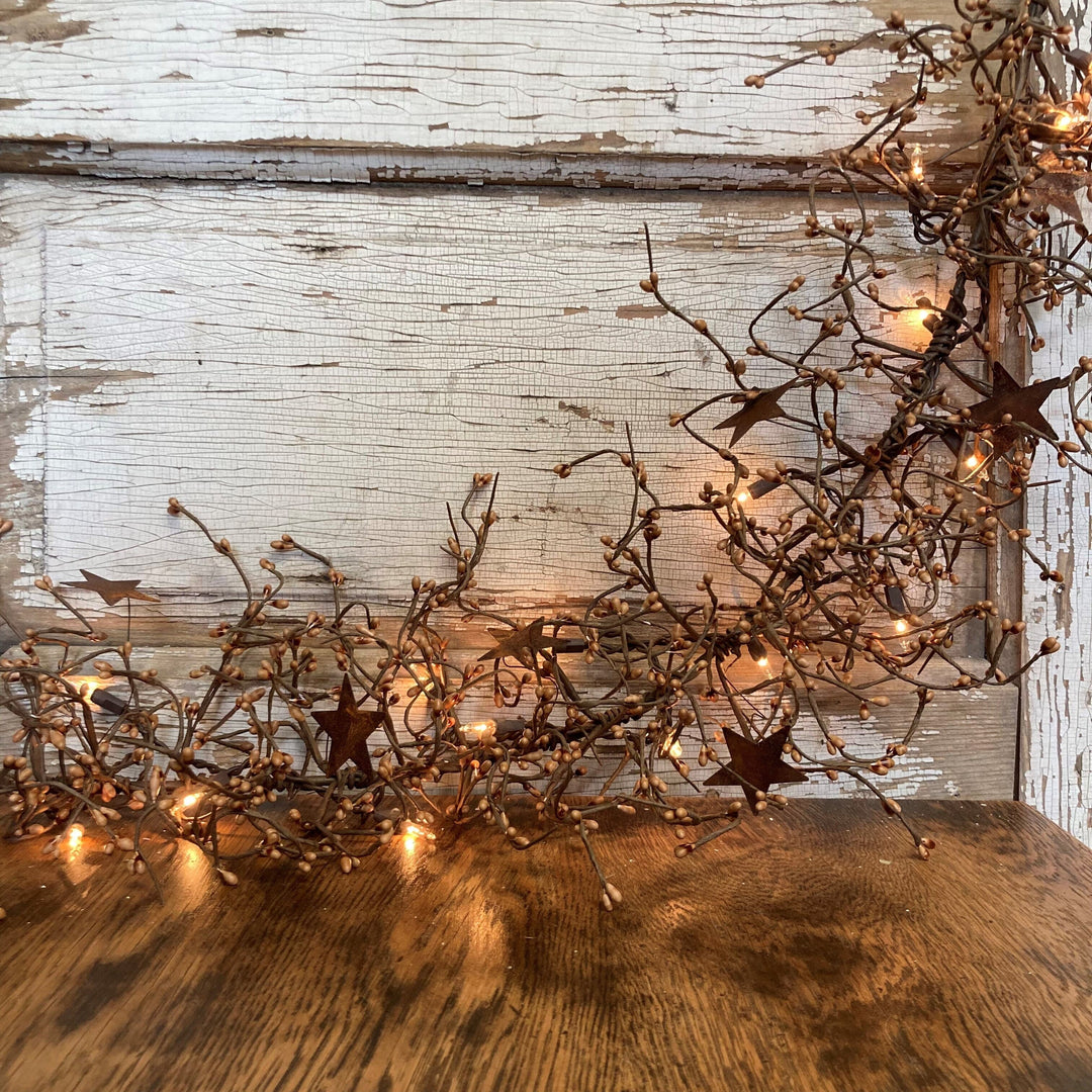 Décor Pip Berry Wispy Teardrop Couleur Old Gold - Style Rustique Farmhouse, Neuf