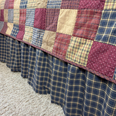 Millsboro Navy Plaid Bed Skirt - Primitive Star Quilt Shop