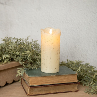 Moving Flame Ivory Pillar Candle 7"