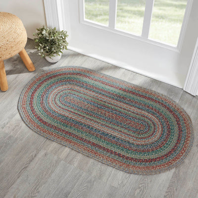 Multi Oval Braided Rug 27x48" - with Pad - Primitive Star Quilt Shop