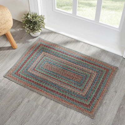 Great Falls Blue Oval Braided Rug 24x36 - with Pad