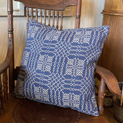 Nantucket Navy and Tan Woven Pillow 20" Filled - Primitive Star Quilt Shop