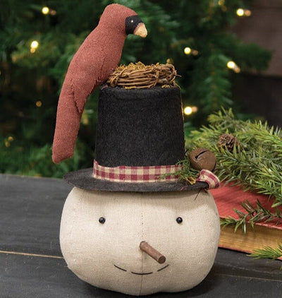 Nesting Cardinal Top Hat Snowman Sitter - Primitive Star Quilt Shop