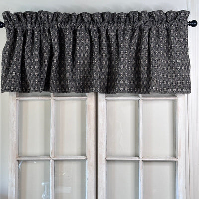 Packsville Rose Black and Linen Woven Lined Valance 72" - Primitive Star Quilt Shop