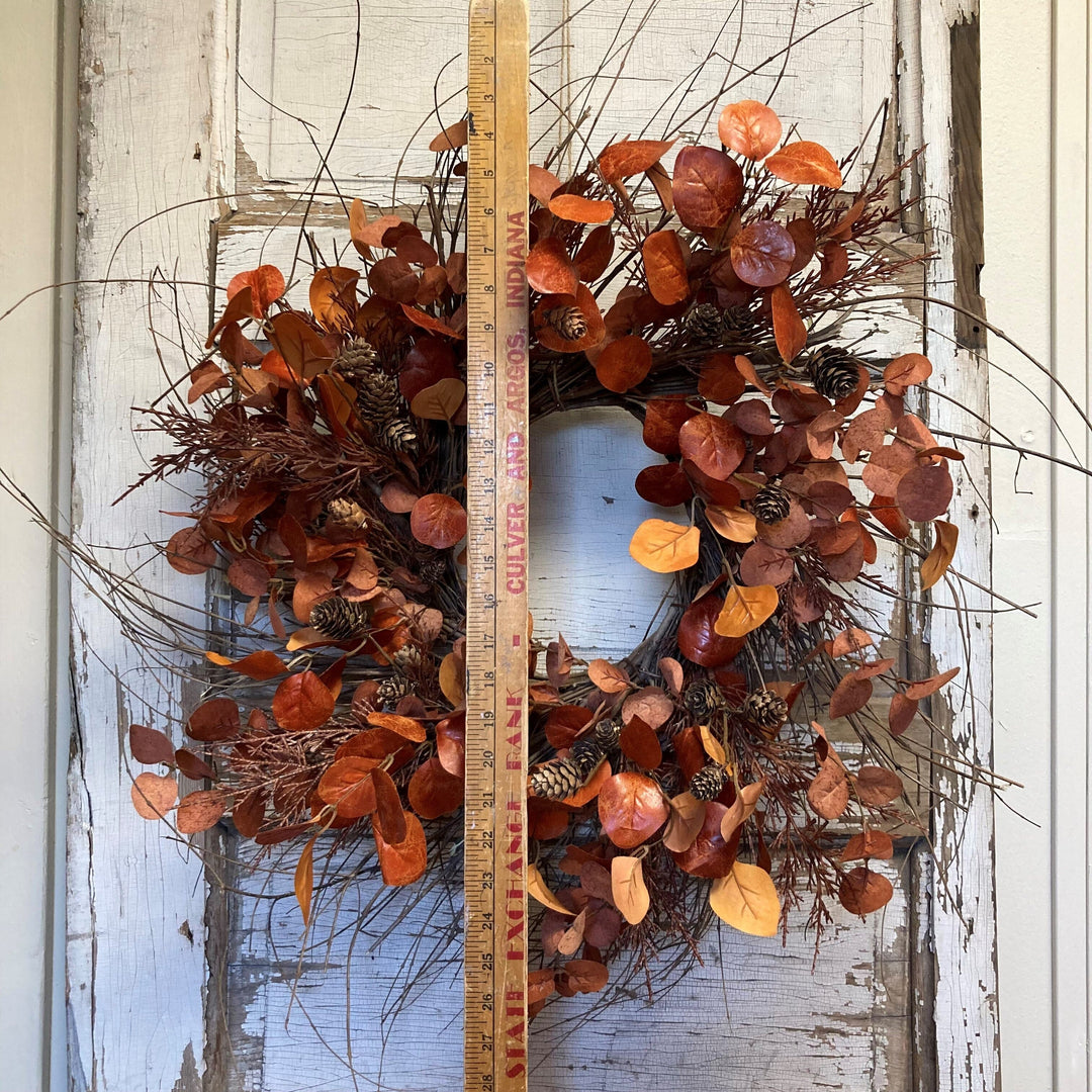 Lancaster and Vintage Penny Leaf Rust Wreath 26