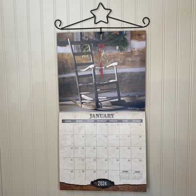 Primitive Country Wall Calendar and Hanger Set - A Primitive Past by of Purpose & Spirit 2024 - Primitive Star Quilt Shop