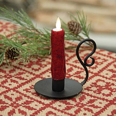 Ruby Silicone Taper Candle with Colonial Base - Remote Operated - Primitive Star Quilt Shop