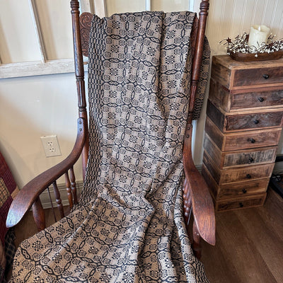 Saratoga Black and Tan Woven Throw - Primitive Star Quilt Shop