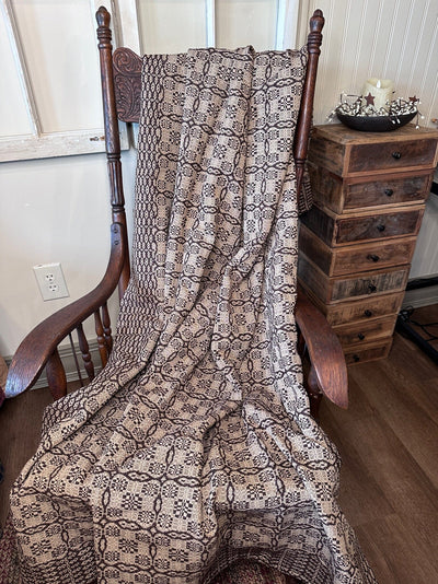 Saratoga Chocolate and Linen Woven Throw - Primitive Star Quilt Shop