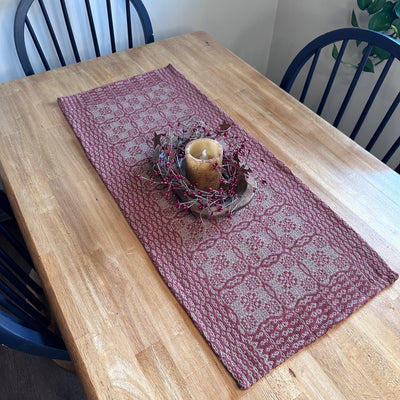 Saratoga Garnet and Tan Woven Table Runner 32" - Primitive Star Quilt Shop