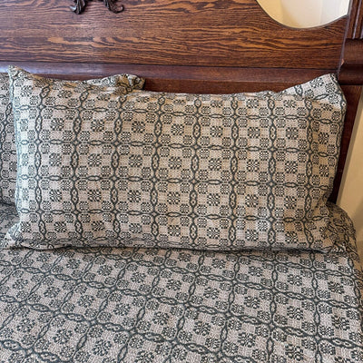Saratoga Green and Linen Woven King Sham 20x36" - Primitive Star Quilt Shop