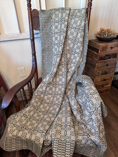 Saratoga Green and Linen Woven Throw - Primitive Star Quilt Shop