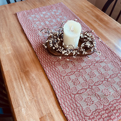Saratoga Rust and Linen Woven Table Runner 32" - Primitive Star Quilt Shop