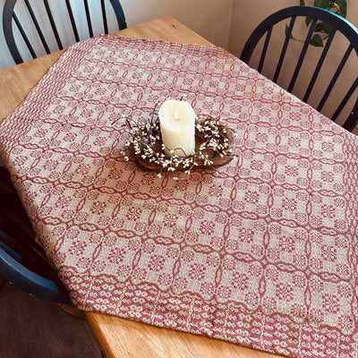 Saratoga Rust and Linen Woven Small Table Cloth 34" - Primitive Star Quilt Shop