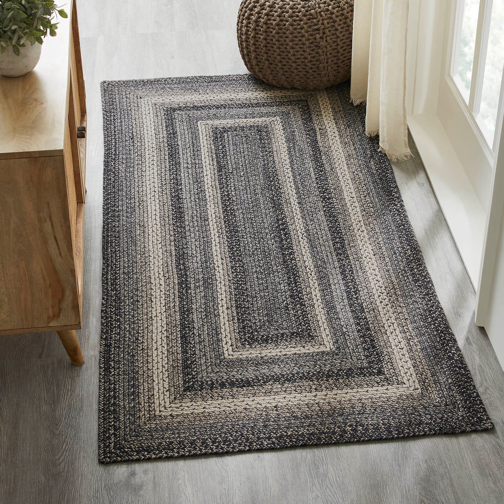 Sawyer Mill Black Rectangle Braided Rug 36x72