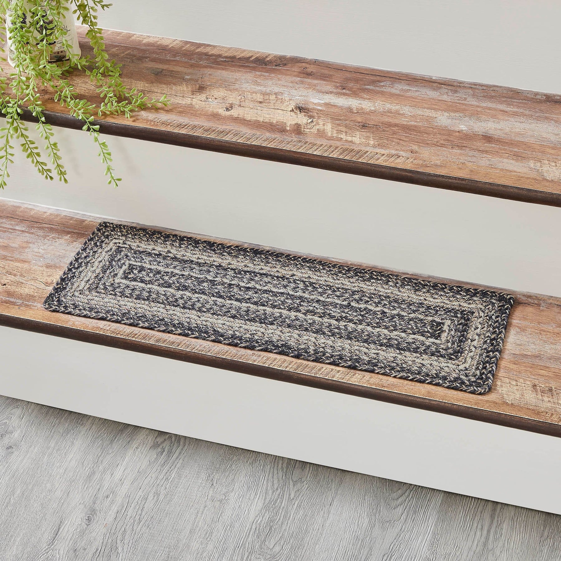 Rectangular Ladder Tread Sawyer Mill Black Rectangle Braided Stair Tread Latex Backed 8.5x27