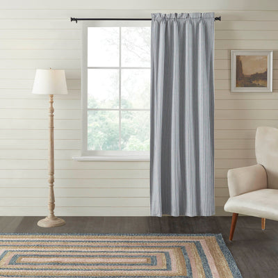 Sawyer Mill Blue Ticking Stripe Blackout Single Panel Curtain 84" - Primitive Star Quilt Shop