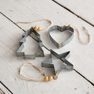 Galvanized Cookie Cutter Ornaments -  Set of 3 - Primitive Star Quilt Shop