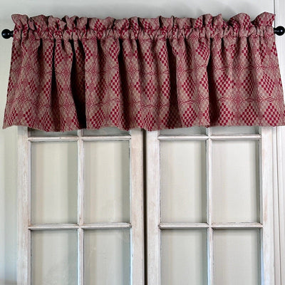 Shadowbrook Cranberry and Tan Woven Lined Valance 72" - Primitive Star Quilt Shop
