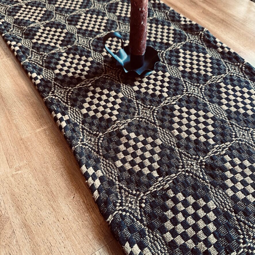 Pine Creek Shadowbrook Black and Mustard Woven Table Runner 56