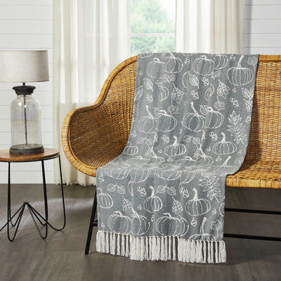 Silhouette Pumpkin Grey Throw - Primitive Star Quilt Shop