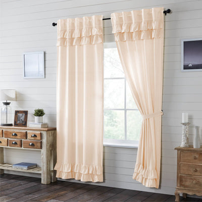 Simple Life Flax Natural Ruffled Lined Panel Curtains 96" - Primitive Star Quilt Shop